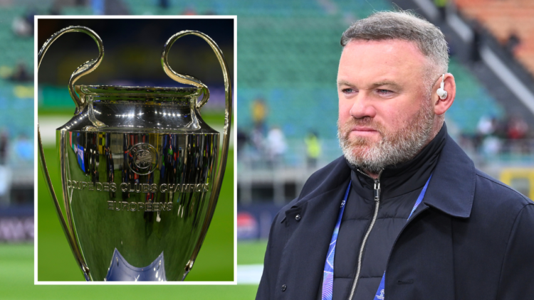 Wayne Rooney participates in the UEFA Champions League 2024/25 Semi Final Second Leg match between FC Internazionale Milano and FC Barcelona at San...