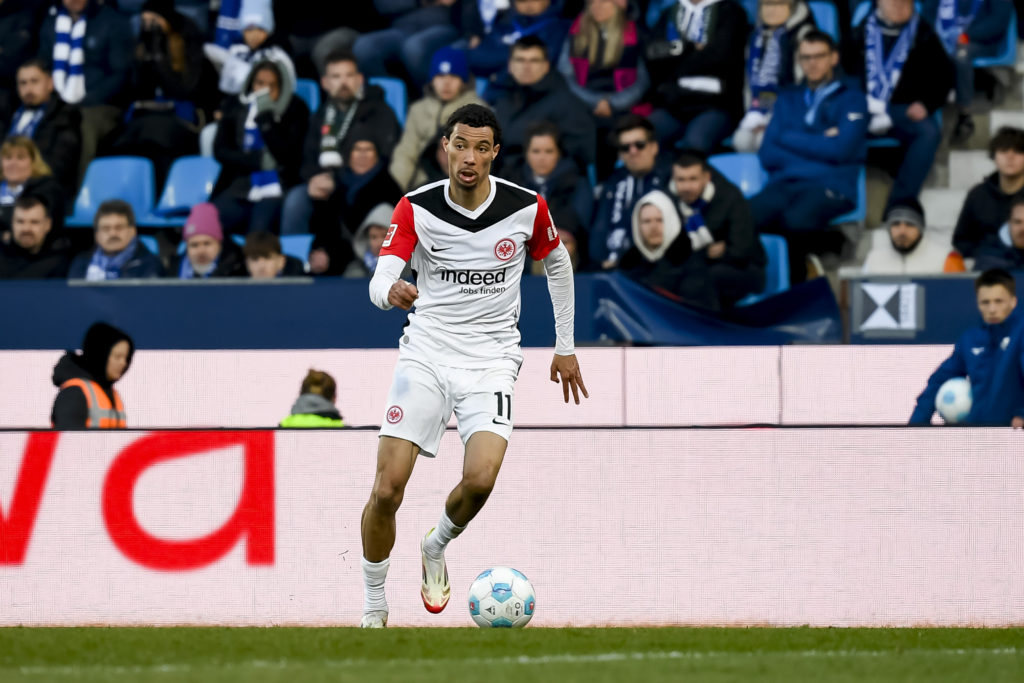 Eintracht Frankfurt forward Hugo Ekitike in action in the Bundesliga.