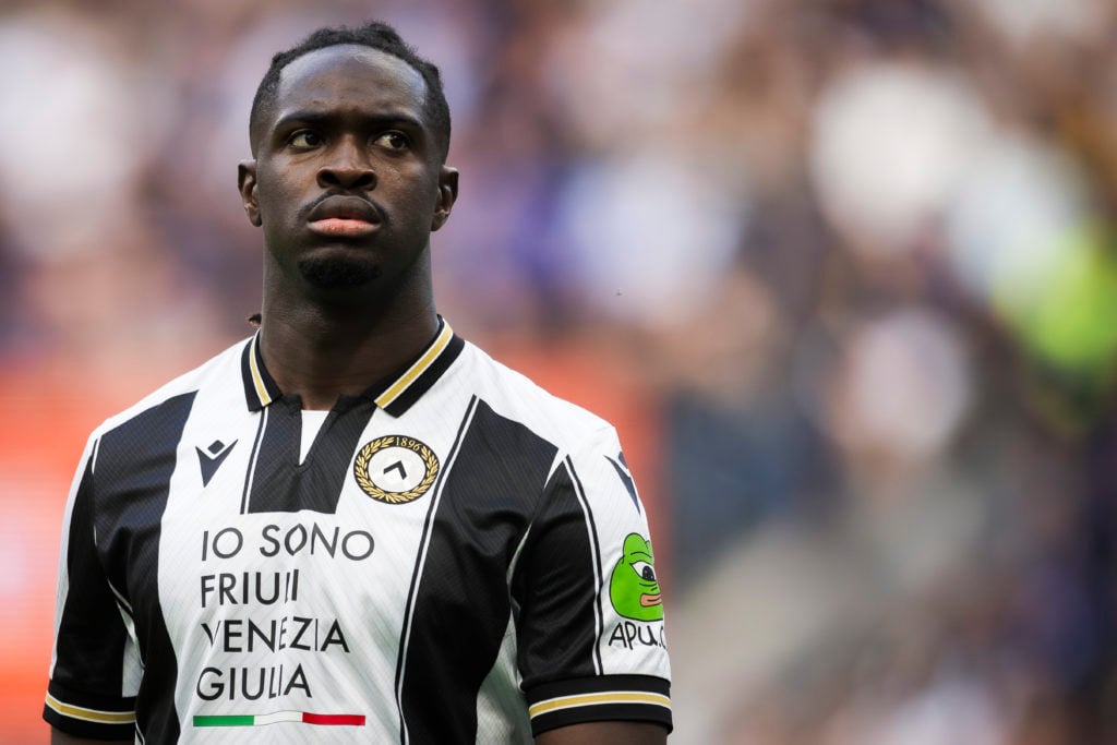 Oumar Solet of Udinese looks on during the Serie A match against AC Milan.