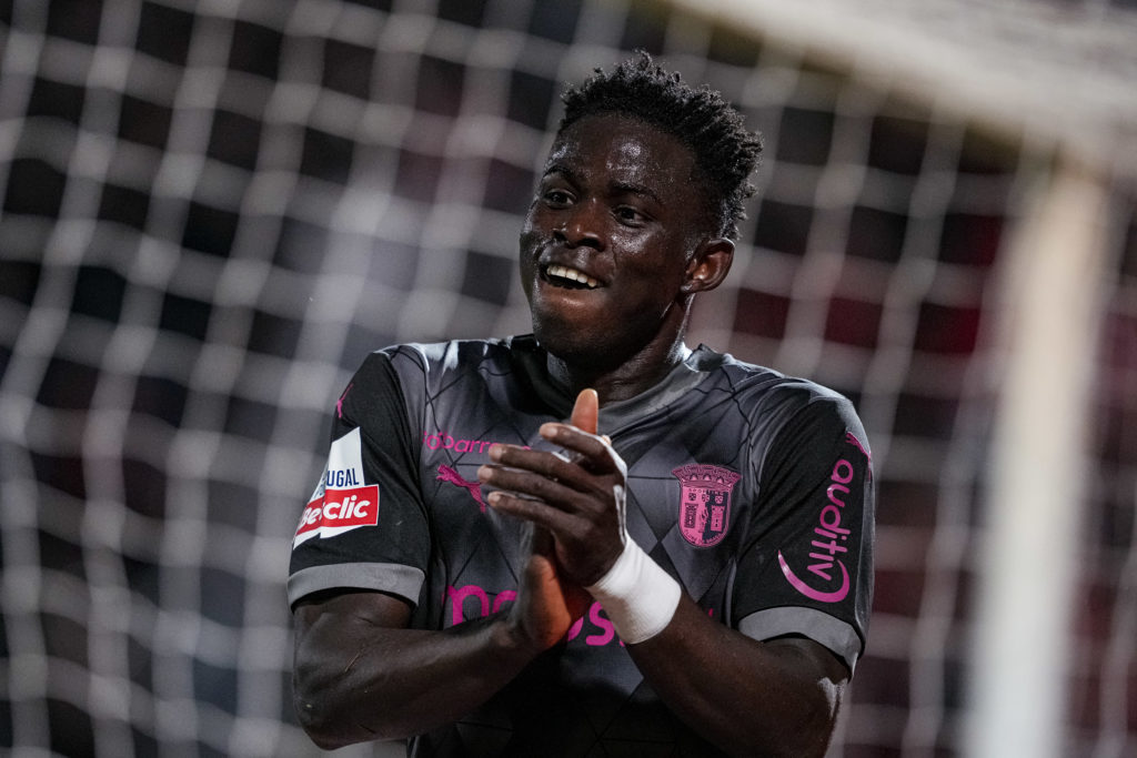 Braga winger Roger Fernandes celebrates against Famalicao.