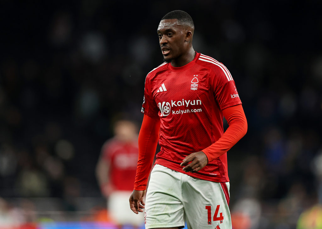 Callum Hudson-Odoi in action for Nottingham Forest against Tottenham Hotspur.