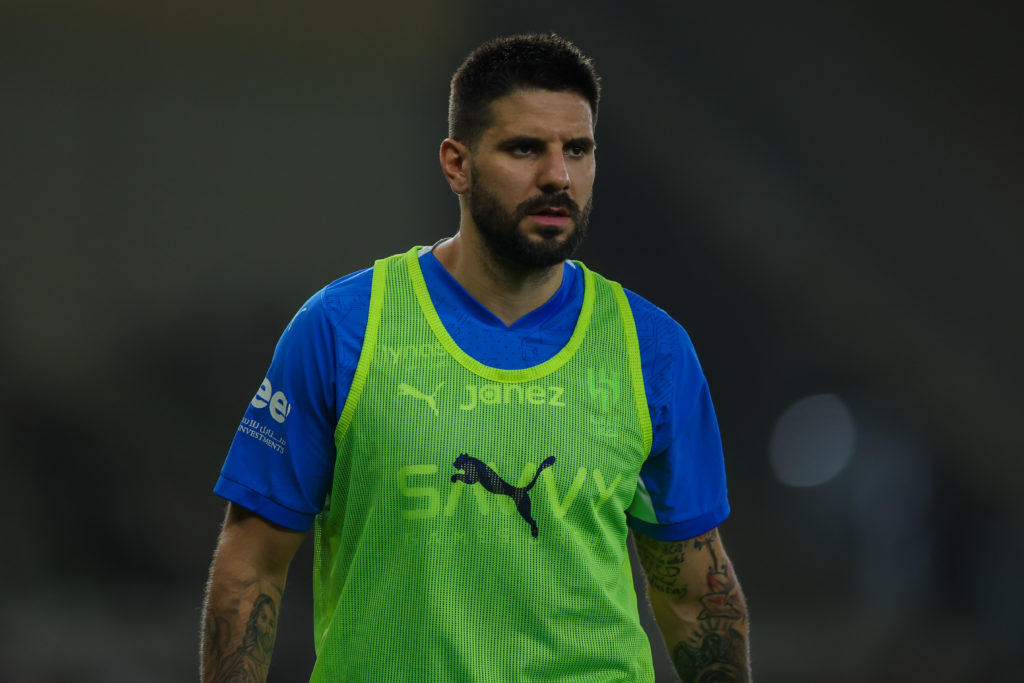 Al-Hilal striker Aleksandar Mitrovic prepares to face Al-Wehda in the Saudi Pro League.
