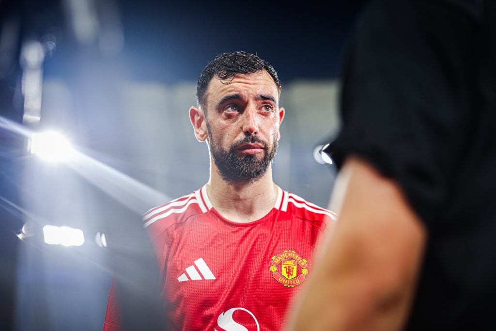 Bruno Fernandes of Manchester United speaks to the broadcaster after the match between Manchester United and ASEAN All-Stars at the Bukit Jalil National Stadium on May 28, 2025 in Kuala Lumpur, Malaysia.