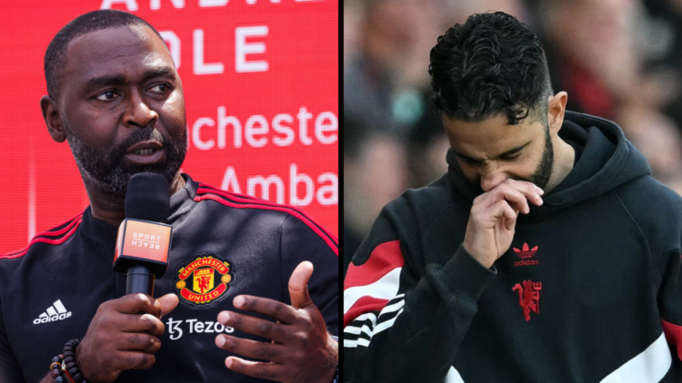 Andy Cole speaks on stage during "Bringing Snapdragon to the Pitch: The Partnership Between Manchester United and Qualcomm" panel. Insert: Manchest...