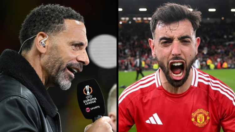 Former Manchester United player, Rio Ferdinand presents on TNT Sports after the UEFA Europa League 2024/25 Quarter Final Second Leg match between M...