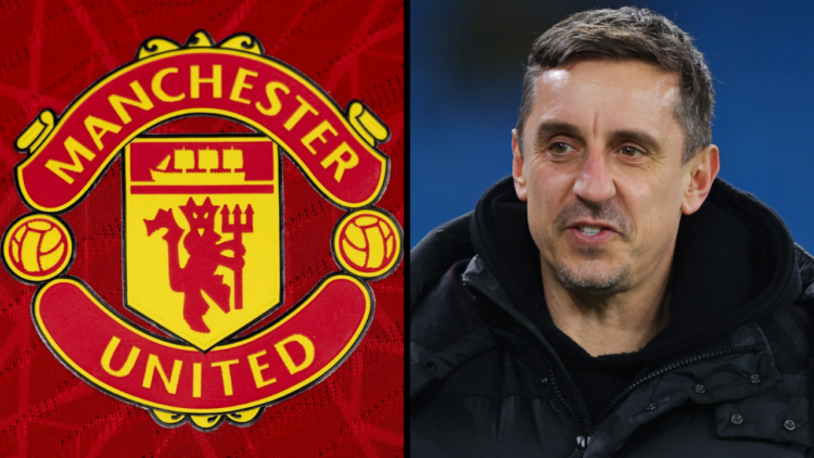 Pundit Gary Neville during the Barclays Women's Super League match between Manchester City and Manchester United at Etihad Stadium. Insert: A detai...