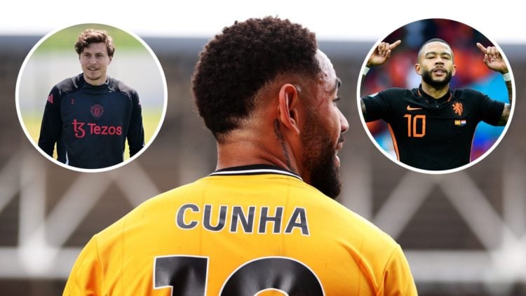 Cunha with Lindelof and Depay inset