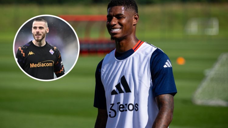 Marcus Rashford split image with David de Gea