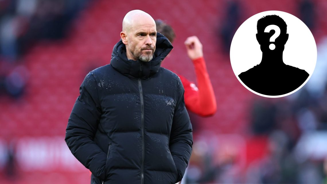 Erik ten Hag as Man Utd manager, mystery player silhoutte inset