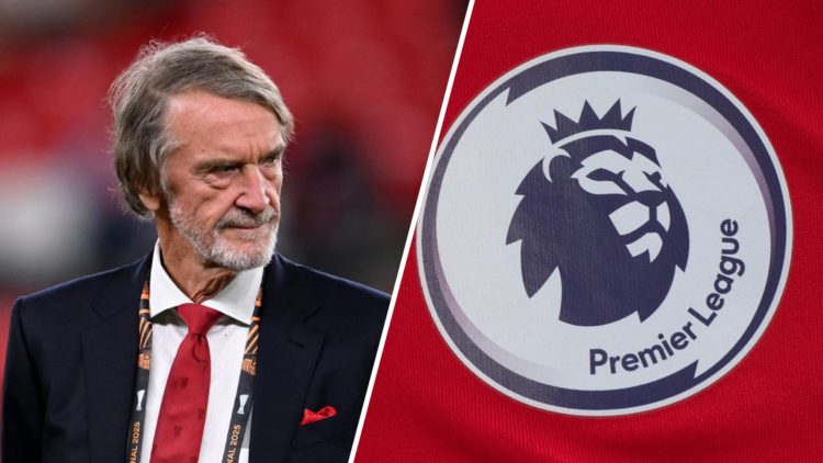 Split image of Manchester United co-owner Sir Jim Ratcliffe and the Premier League logo.