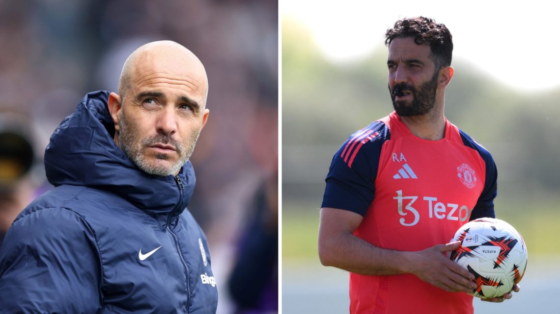 Enzo Maresca looks on as Chelsea manager, Ruben Amorim during Man Utd training session