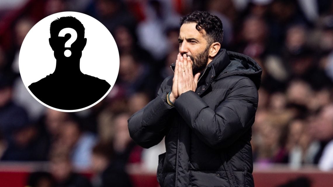 Manchester United head coach Ruben Amorim, inset of a mystery player.