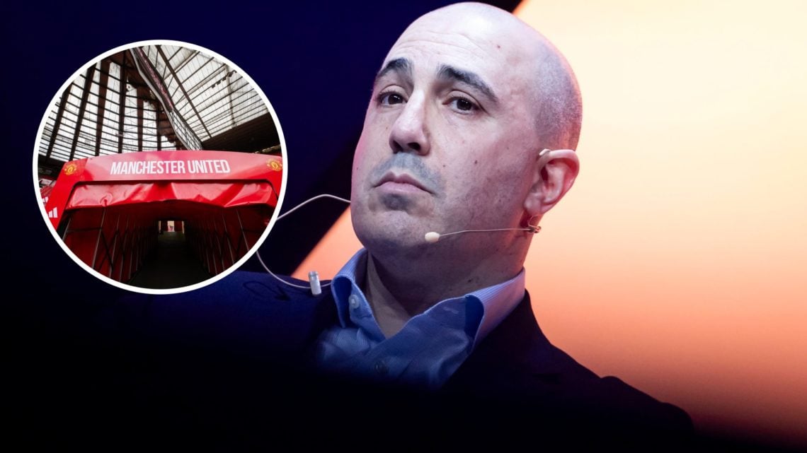 Omar Berrad split image with Old Trafford