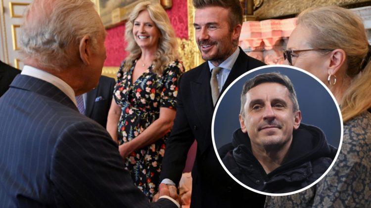 David Beckham split image with Gary Neville
