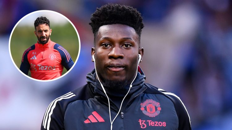 Andre Onana split image with Ruben Amorim