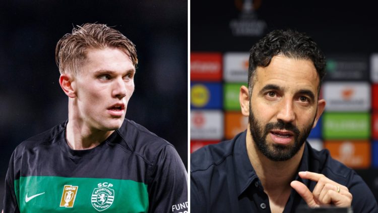 Split image of Sporting Lisbon forward Viktor Gyokeres and Manchester United head coach Ruben Amorim.