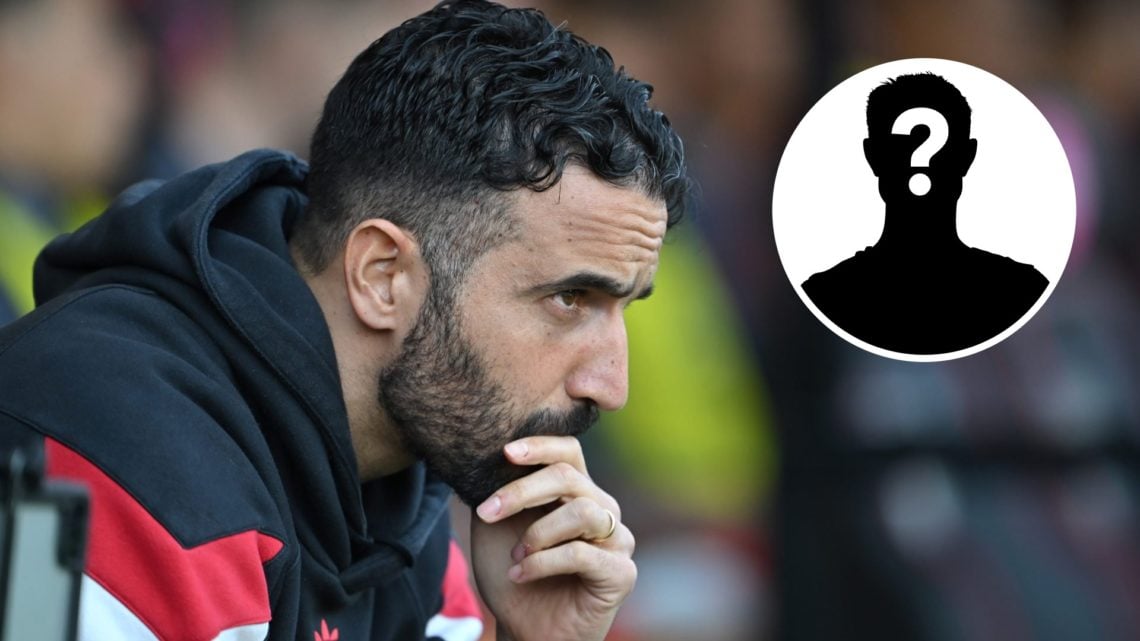 A split image of Manchester United manager Ruben Amorim (L) and a mystery player icon (R)