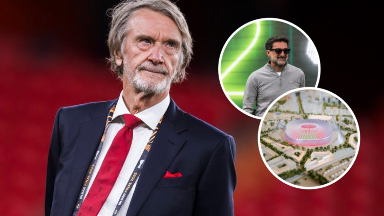 Manchester United co-owner Sir Jim Ratcliffe, inset of Newcastle United chairman Yasir Al-Rumayyan.