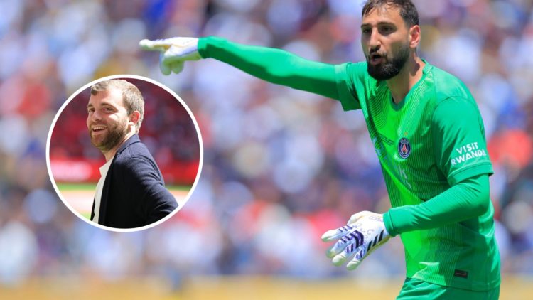 Paris Saint-Germain goalkeeper Gianluigi Donnarumma, inset of Fabrizio Romano.