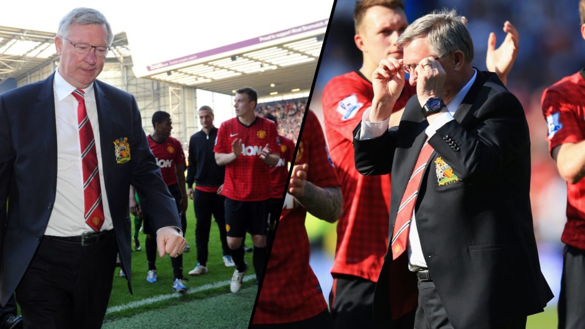 Sir Alex Ferguson during the Premier League tie between West Brom and Manchester United, inset a photo of the ex-manager