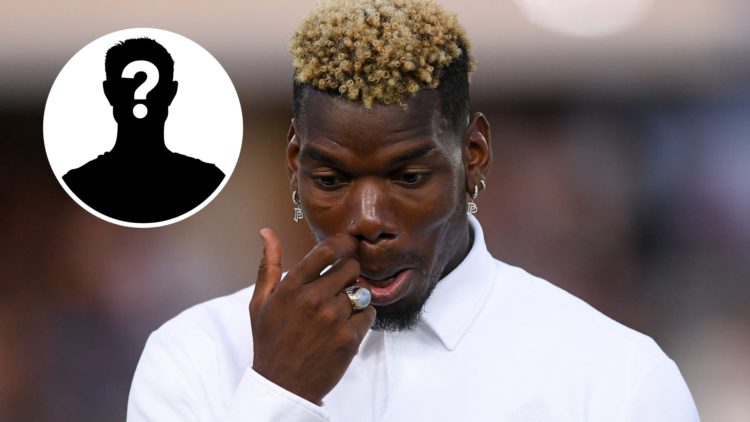Former Manchester United midfielder Paul Pogba, inset of a mystery player.