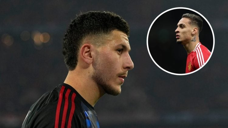 Copenhagen winger Roony Bardghji, split image with Manchester United's Antony.