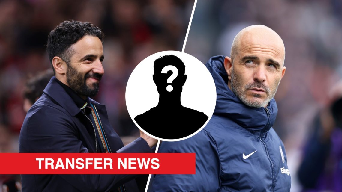 A split image of Manchester United manager Ruben Amorim (L) and Chelsea manager Enzo Maresca (R). Inset, a mystery player icon and red transfer new...