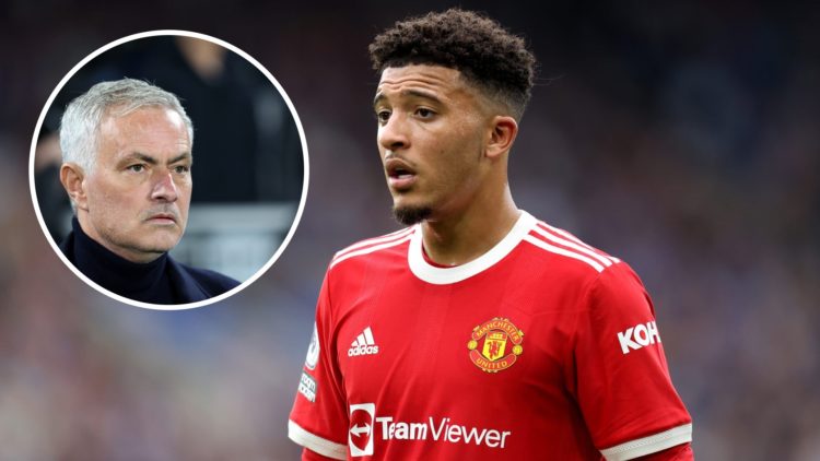 Jadon Sancho split image with Jose Mourinho