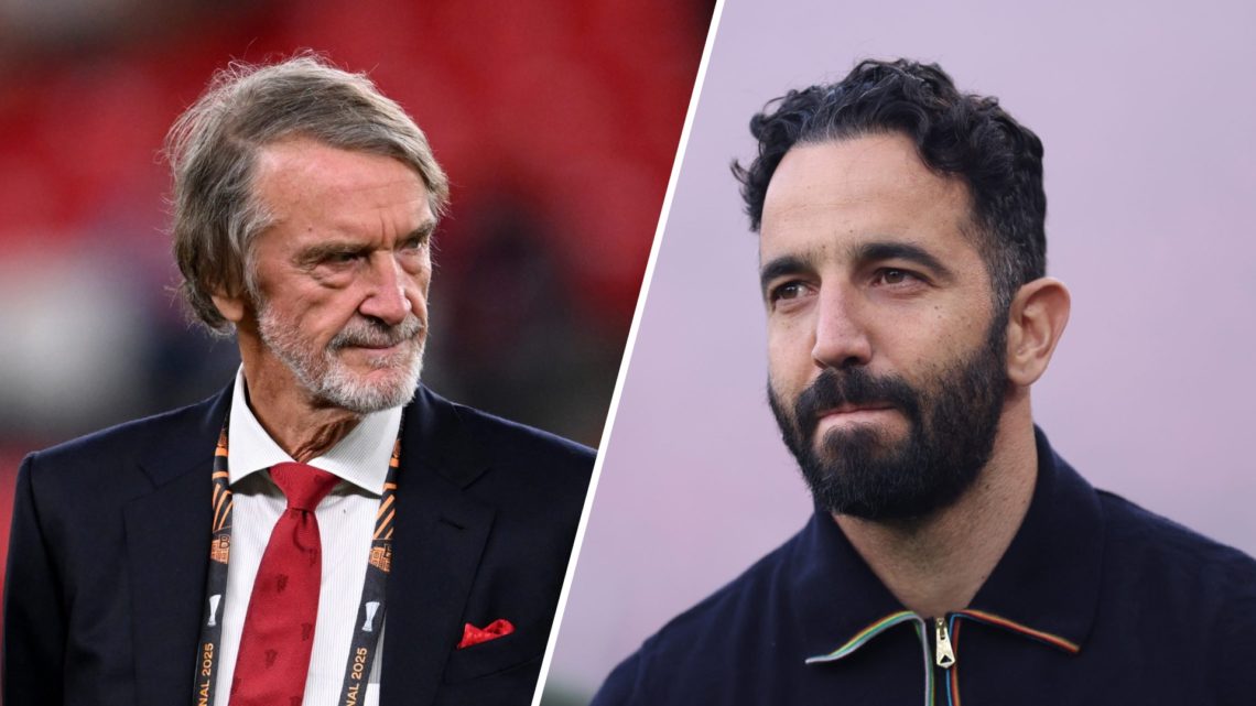 A split image of Manchester United's Sir Jim Ratcliffe (L) and Manchester United manager Ruben Amorim (R)