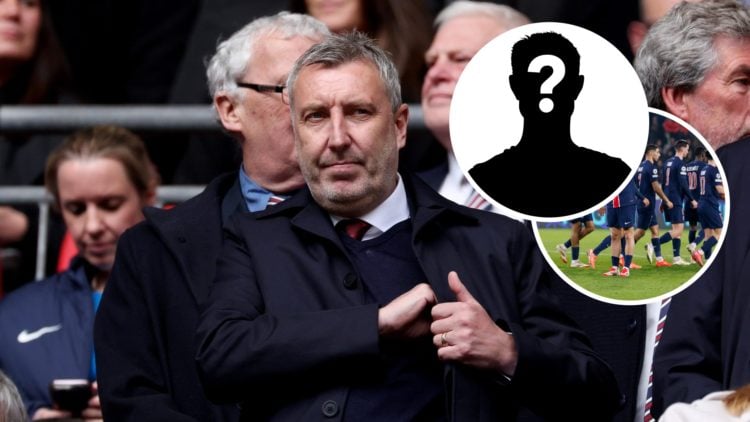 Manchester United director Jason Wilcox, inset of PSG star Khvicha Kvaratskhelia.