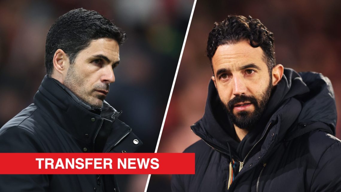 A split image of Arsenal boss Mikel Arteta (L) and Manchester United boss Ruben Amorim (R)