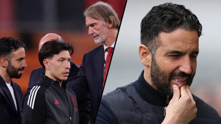 Ineos chief Sir Jim Ratcliffe and Ruben Amorim, inset a photo of the Manchester United manager.