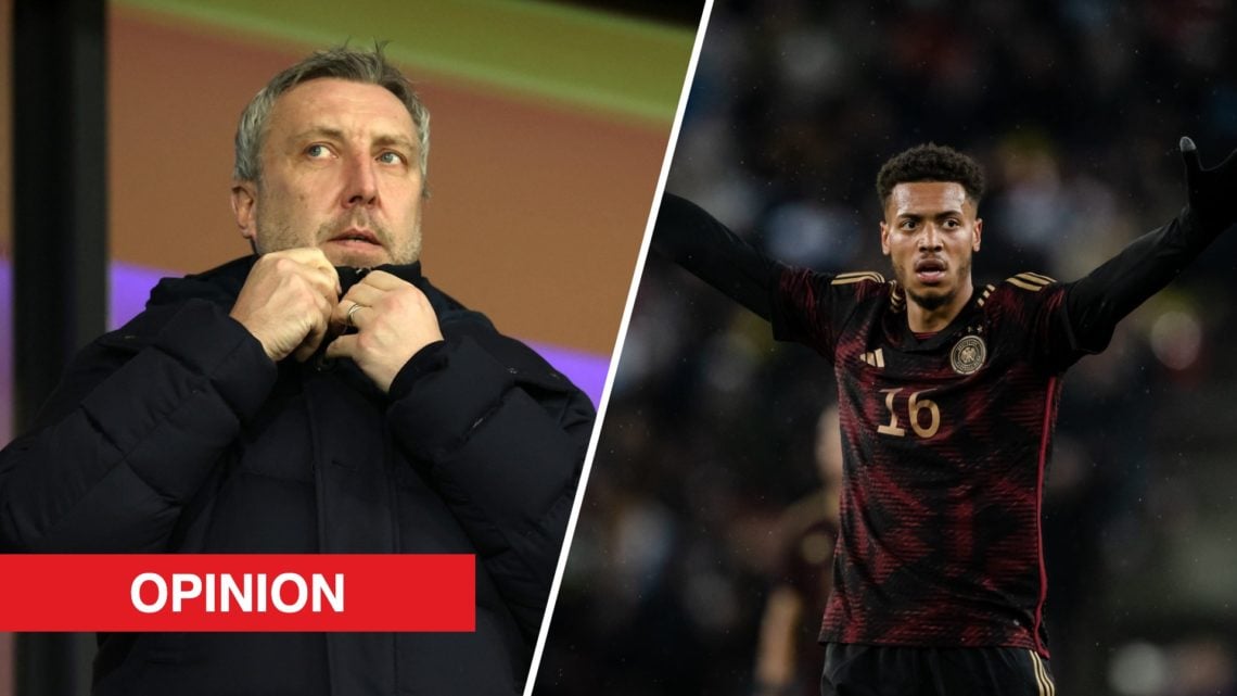 A split image of Southampton's Jason Wilcox (L) and Germany's Felix Nmecha (R)