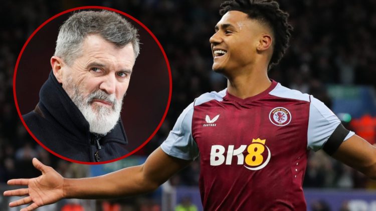 Ollie Watkins celebrates, Roy Keane smiles inset