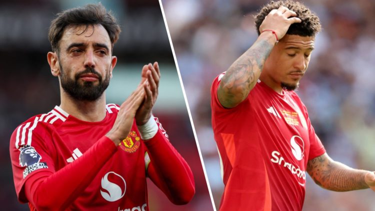 Bruno Fernandes claps, split with unhappy Jadon Sancho