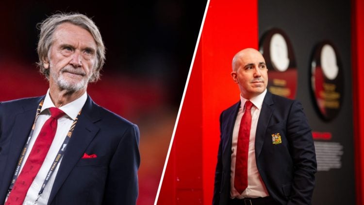 Split image of Manchester United co-owner Sir Jim Ratcliffe and CEO Omar Berrada.