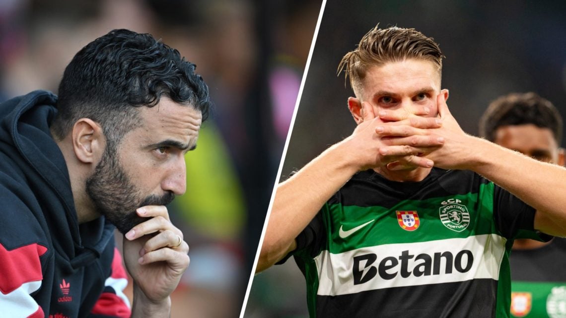 A split image of Manchester United boss Ruben Amorim (L) and Sporting CP striker Viktor Gyokeres (R)
