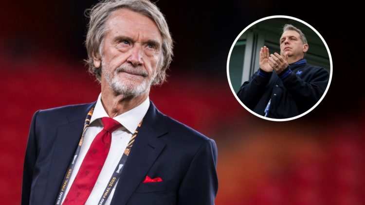 Manchester United co-owner Sir Jim Ratcliffe, inset of Chelsea owner Todd Boehly.