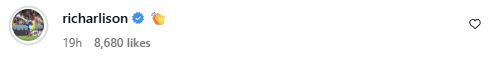 Richarlison comment on an Instagram post.