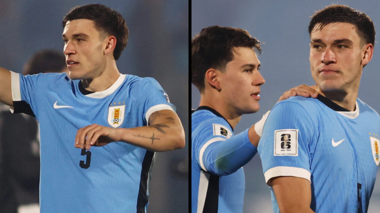Manuel Ugarte of Uruguay celebrates the victory after the FIFA World Cup 2026 South American Qualifier match between Uruguay and Venezuela at Estad...