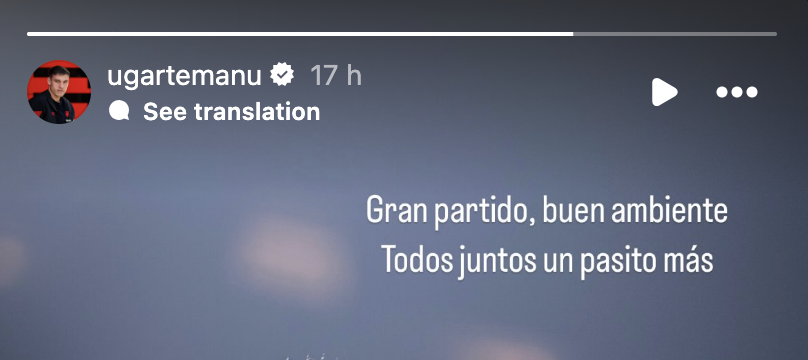 Manuel Ugarte’s message to Uruguay fans after the Manchester United midfielder played against Venezuela in the World Cup qualifier. Credit: Instagram
