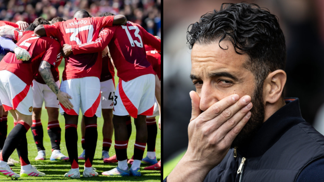 Manchester United's manager Ruben Amorim looks on during the Premier League match between Brentford FC and Manchester United FC at Gtech Community ...