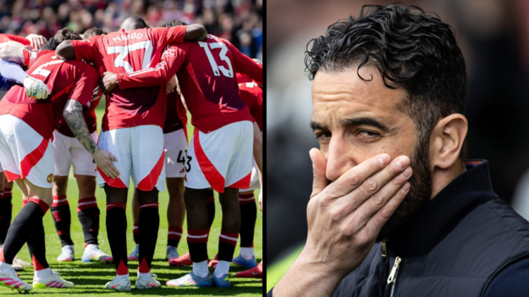 Manchester United's manager Ruben Amorim looks on during the Premier League match between Brentford FC and Manchester United FC at Gtech Community ...