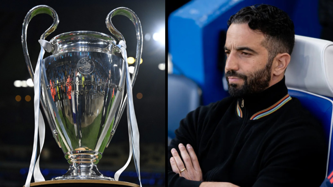 The Champions League trophy is displayed prior to the UEFA Champions League Group G football match between Manchester City and FC Crvena Zvezda (Re...