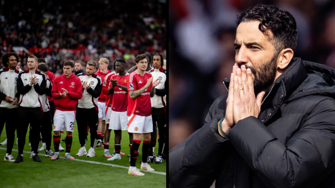 Manchester United's manager Ruben Amorim looks on during the Premier League match between Brentford FC and Manchester United FC at Gtech Community ...