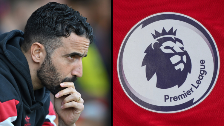 Ruben Amorim, Manager of Manchester United, looks on during the Premier League match between AFC Bournemouth and Manchester United FC at Vitality S...