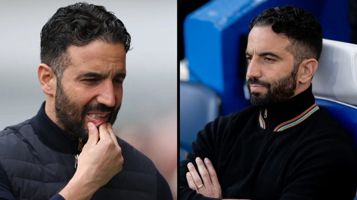 Manchester United Head Coach / Manager Ruben Amorim looks on prior to the Premier League match between Chelsea FC and Manchester United FC at Stamf...