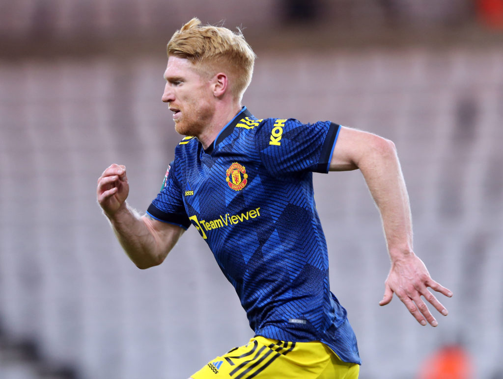 Paul McShane in action for Manchester United U21 v Sunderland U21