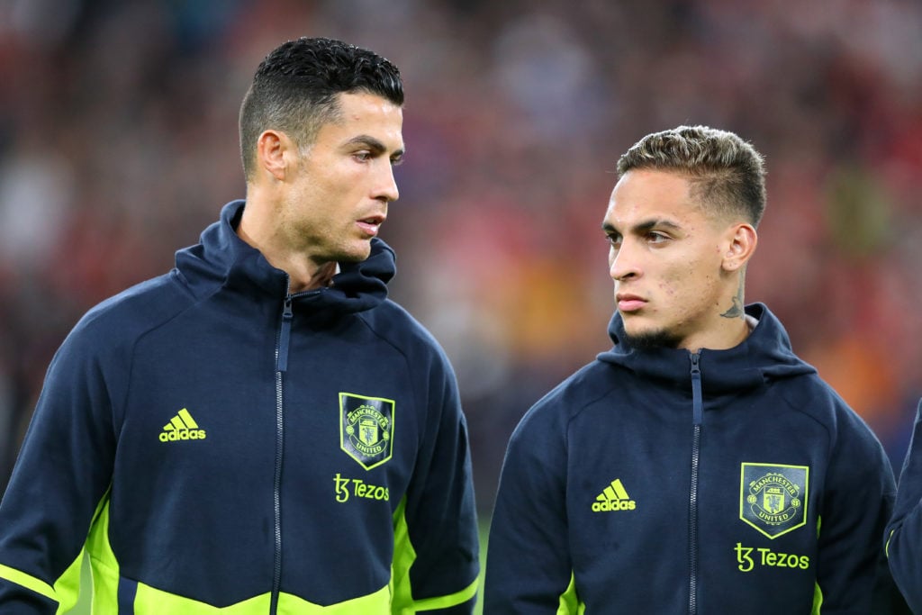 Cristiano Ronaldo and Antony ahead of Manchester United v Real Sociedad