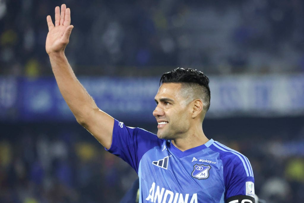 Radamel Falcao waving at Millonarios fans